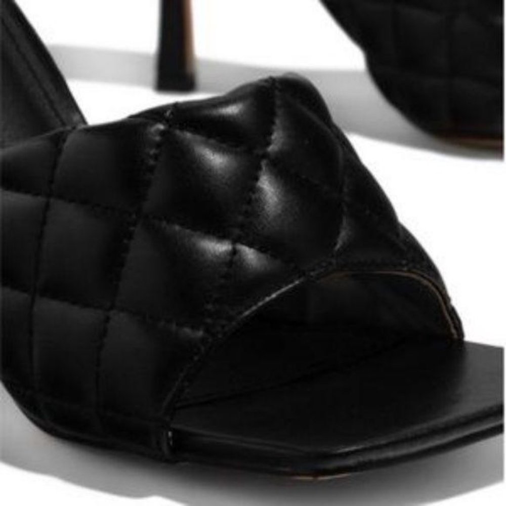 !! NEW !! SQUARE TOE Quilted Mules in Black - Picture 7 of 11